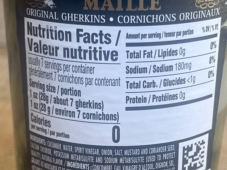 Cornichons Nutrition Facts